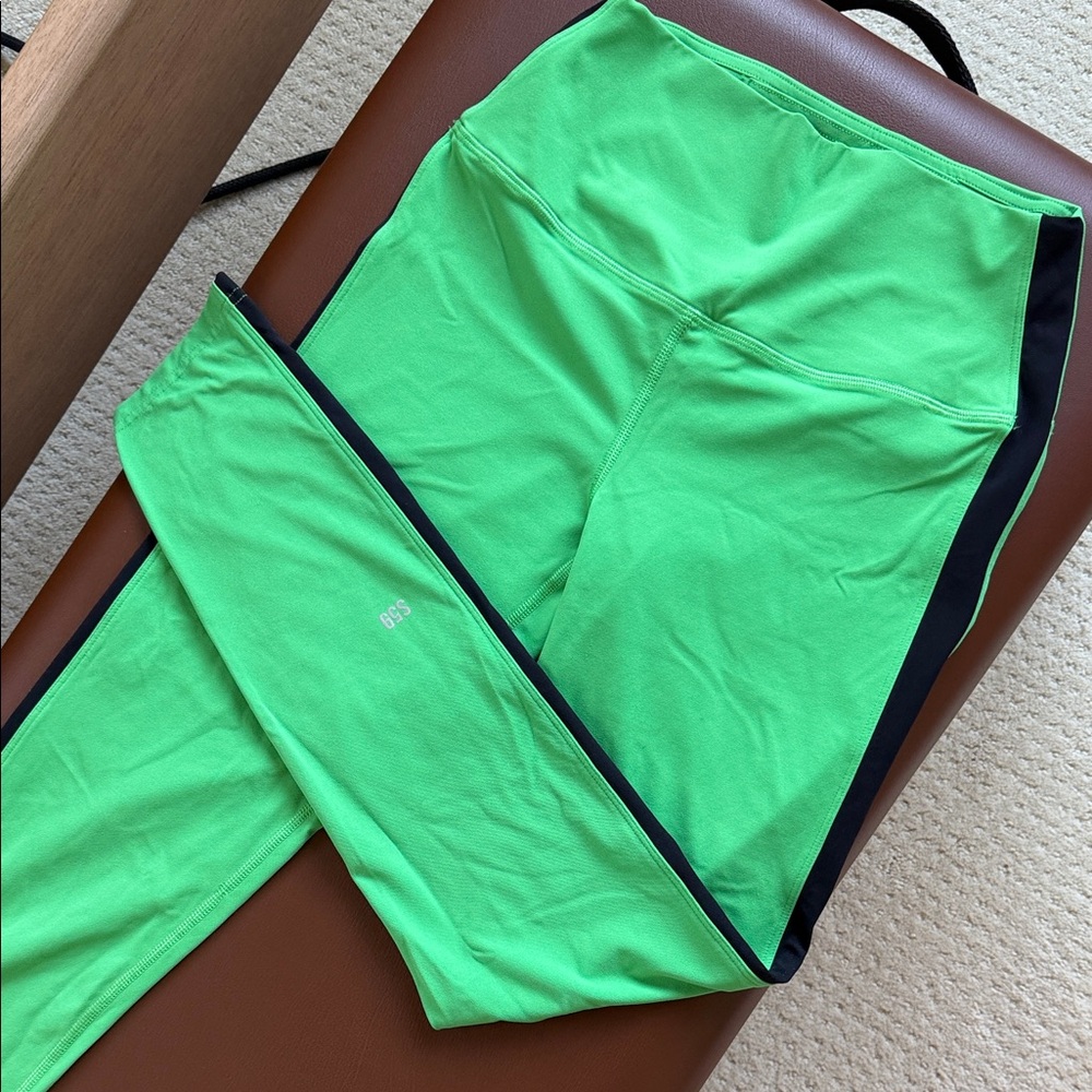 Green Leggings with Black Trim